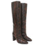 Paris Texas Snakeskin Print Knee High Boots Dark Brown Size 39