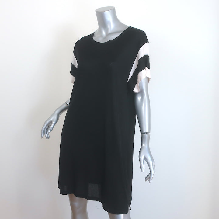 Rag &amp; Bone Penny Striped-Sleeve Mini Dress Black Silky Knit Size Large