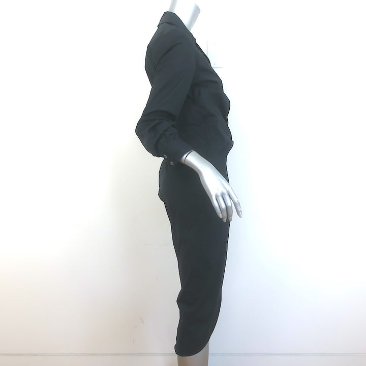 Veronica Beard Afton Wrap-Effect Dress Black Stretch Cotton Size 2