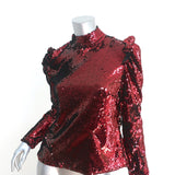 G. Label Goop Charlotte Sequin Top Red Size 8 Ruffle Shoulder Blouse