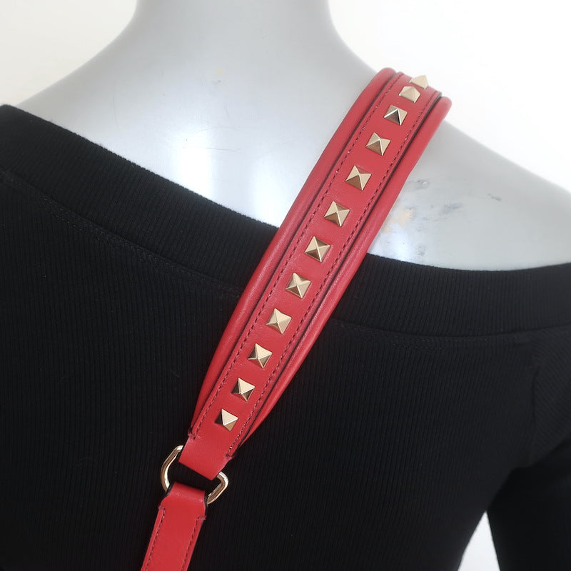 Valentino Candystud Striped Top Handle Bag Cream/Black/Red Leather Crossbody