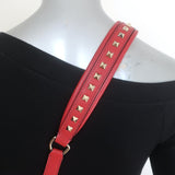 Valentino Candystud Striped Top Handle Bag Cream/Black/Red Leather Crossbody