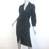 Veronica Beard Afton Wrap-Effect Dress Black Stretch Cotton Size 2