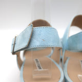 Manolo Blahnik Khan Slingback Sandals Light Blue Suede Size 40