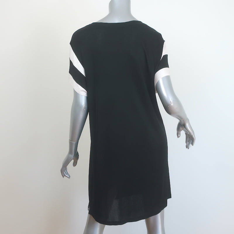 Rag &amp; Bone Penny Striped-Sleeve Mini Dress Black Silky Knit Size Large