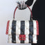 Valentino Candystud Striped Top Handle Bag Cream/Black/Red Leather Crossbody