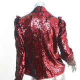 G. Label Goop Charlotte Sequin Top Red Size 8 Ruffle Shoulder Blouse