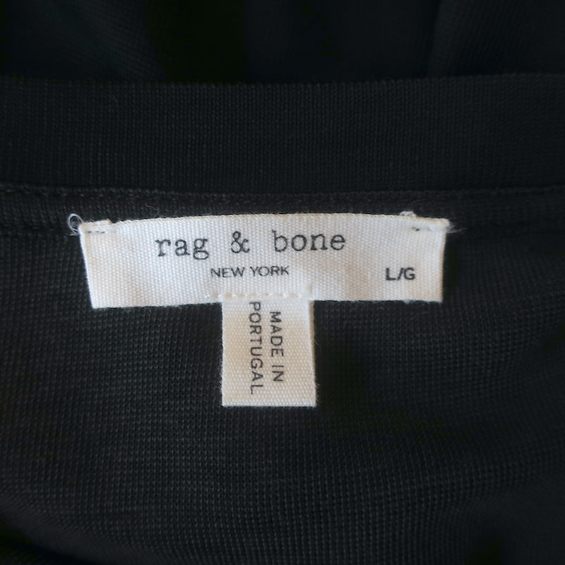Rag &amp; Bone Penny Striped-Sleeve Mini Dress Black Silky Knit Size Large