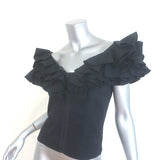 Anne Fontaine Azalee Ruffled Corset Top Black Cotton Size 40