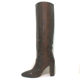 Paris Texas Snakeskin Print Knee High Boots Dark Brown Size 39
