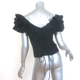 Anne Fontaine Azalee Ruffled Corset Top Black Cotton Size 40