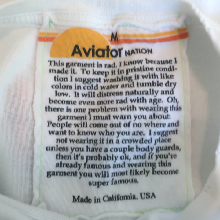 Aviator Nation Prism Boyfriend Tee White/Rainbow Size Medium Short Sleeve Top