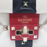 Valentino Candystud Striped Top Handle Bag Cream/Black/Red Leather Crossbody