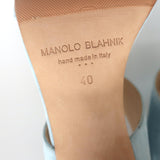 Manolo Blahnik Khan Slingback Sandals Light Blue Suede Size 40