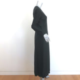 Jil Sander Bubble-Hem Midi Dress Black Stretch Satin Jersey Size 40