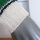 STAUD Hampton Striped Half-Zip Cropped Sweater White/Green Size Extra Small