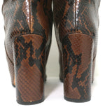 Paris Texas Snakeskin Print Knee High Boots Dark Brown Size 39