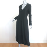 Jil Sander Bubble-Hem Midi Dress Black Stretch Satin Jersey Size 40