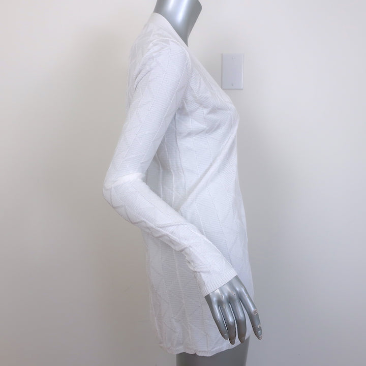 M Missoni Jacquard Knit Cardigan White Cotton-Blend Size 40 Open-Front Sweater