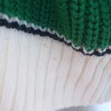 STAUD Hampton Striped Half-Zip Cropped Sweater White/Green Size Extra Small