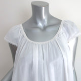 Pour Les Femmes Cap Sleeve Nightgown White Lace-Trim Cotton Size Medium