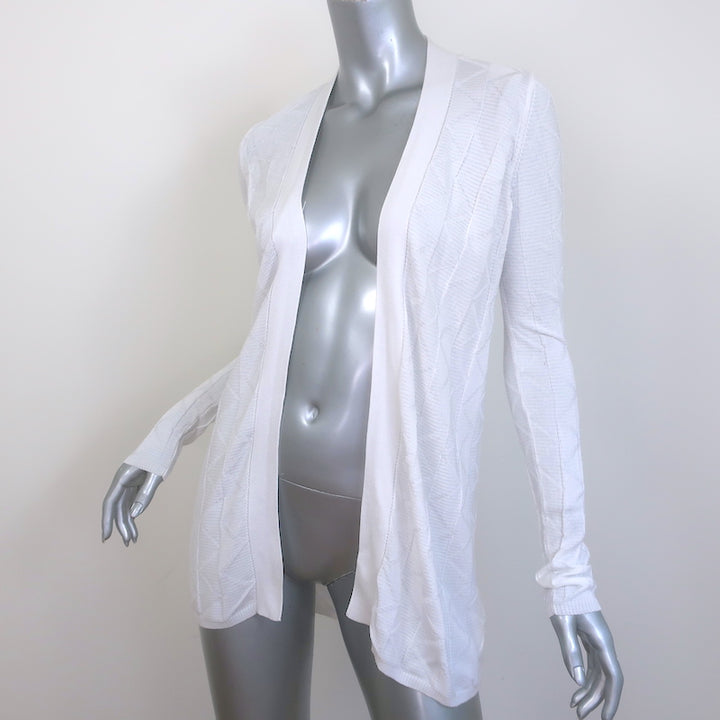 M Missoni Jacquard Knit Cardigan White Cotton-Blend Size 40 Open-Front Sweater