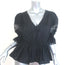 Self-Portrait Broderie Anglaise Peplum Top Black Lace-Trim Cotton Size US 6