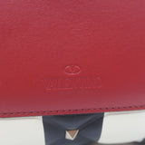 Valentino Candystud Striped Top Handle Bag Cream/Black/Red Leather Crossbody