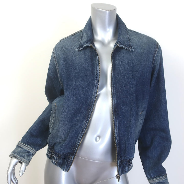 Nili Lotan Najac Denim Jacket Simon Wash Dark Blue Size Medium