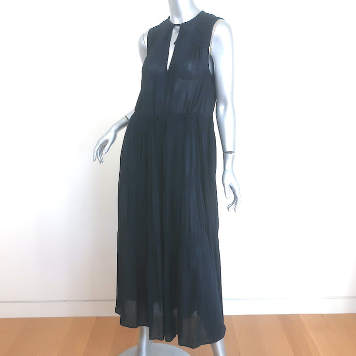 James Perse Smocked Tiered Midi Dress Navy Size 3 NEW