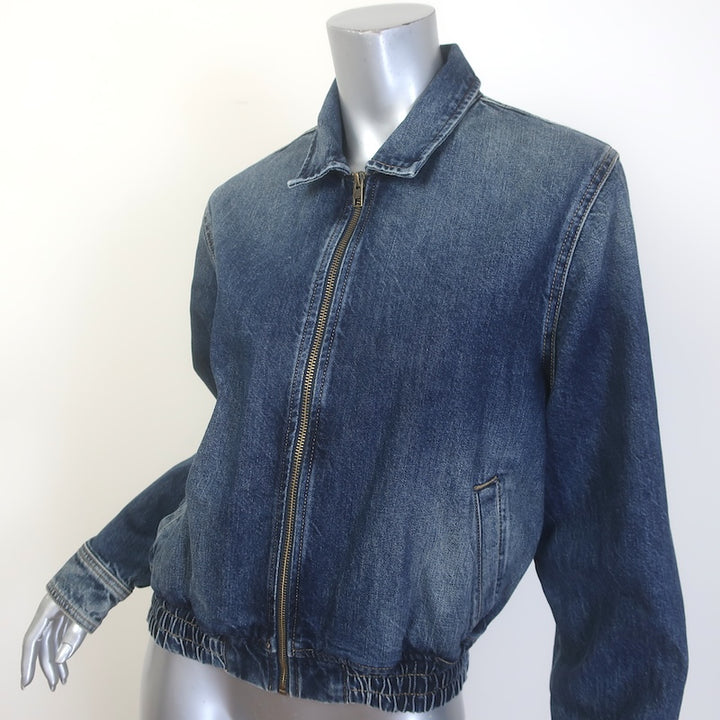Nili Lotan Najac Denim Jacket Simon Wash Dark Blue Size Medium