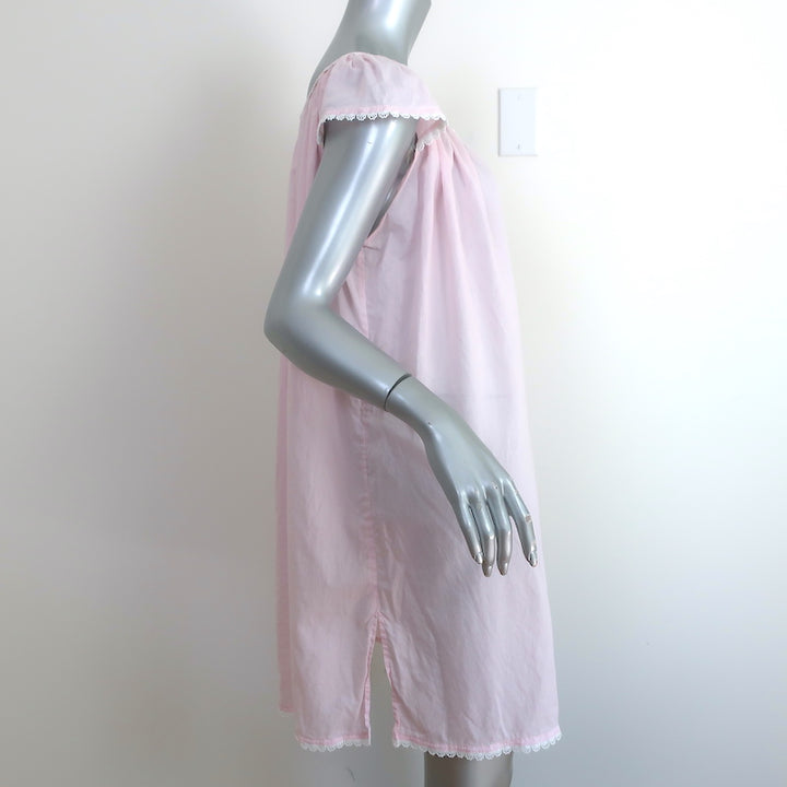 Pour Les Femmes Cap Sleeve Nightgown Light Pink Lace-Trim Cotton Size Medium
