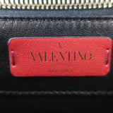 Valentino Candystud Striped Top Handle Bag Cream/Black/Red Leather Crossbody
