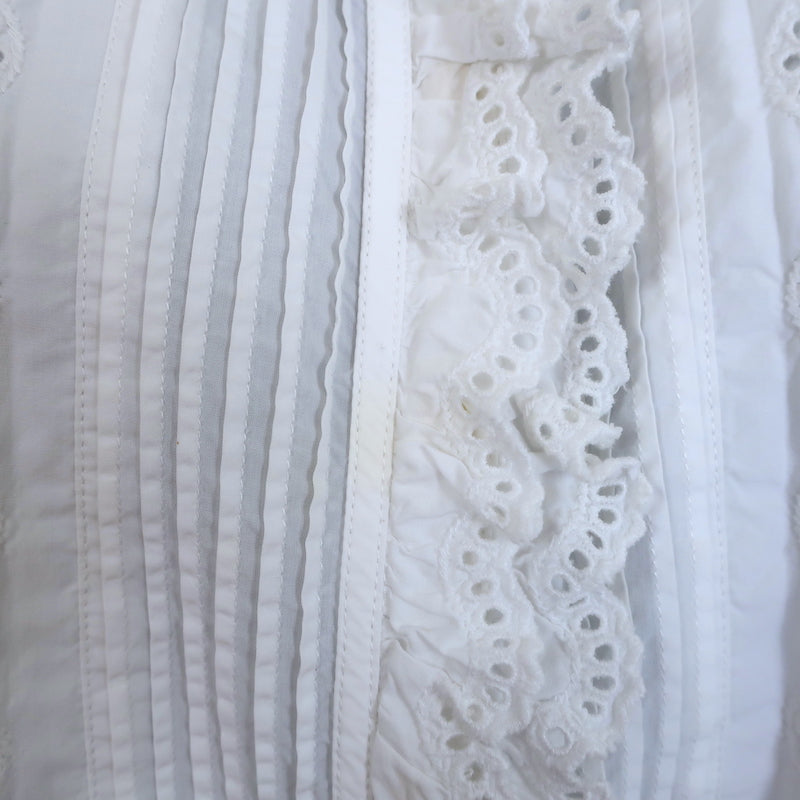 Ulla Johnson Ruffled Eyelet-Trim Blouse White Pintucked Cotton Size 4