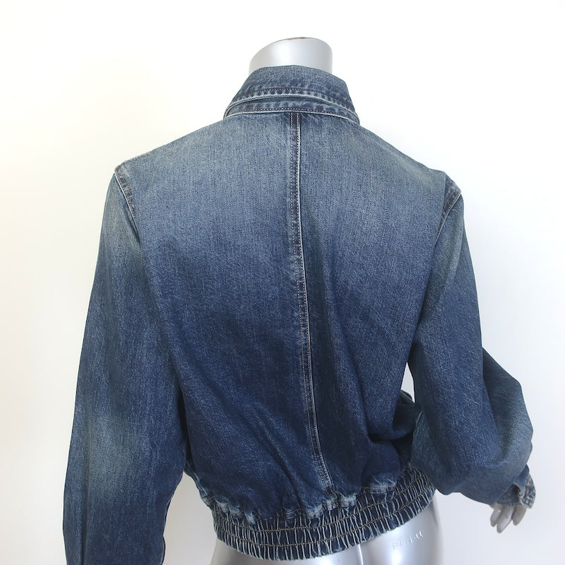 Nili Lotan Najac Denim Jacket Simon Wash Dark Blue Size Medium