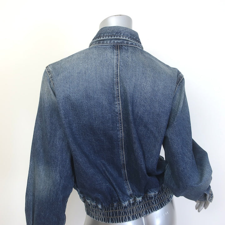 Nili Lotan Najac Denim Jacket Simon Wash Dark Blue Size Medium