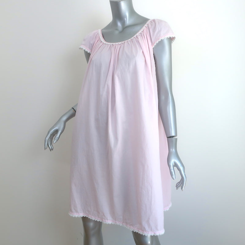 Pour Les Femmes Cap Sleeve Nightgown Light Pink Lace-Trim Cotton Size Medium