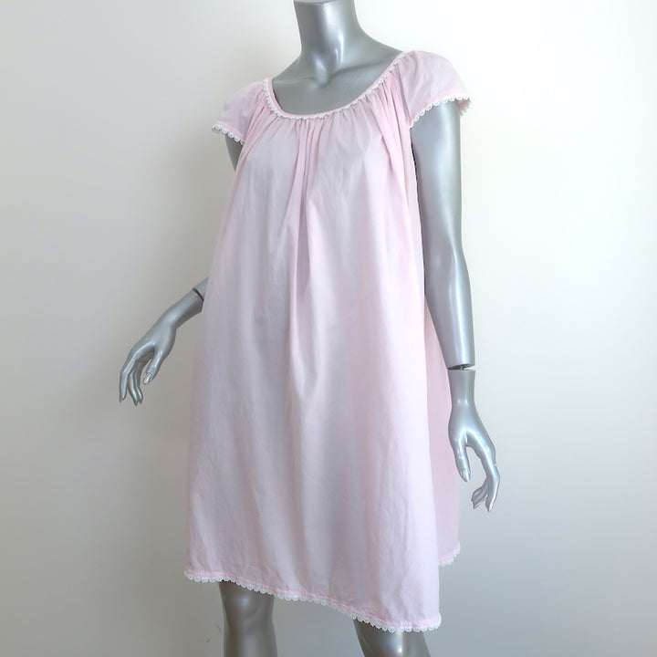 Pour Les Femmes Cap Sleeve Nightgown Light Pink Lace-Trim Cotton Size Medium