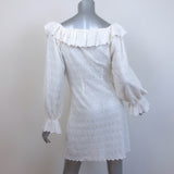 Doen Franique Eyelet Embroidered Ruffled Mini Dress White Size Medium