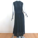 James Perse Smocked Tiered Midi Dress Navy Size 3 NEW