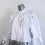 Ulla Johnson Ruffled Eyelet-Trim Blouse White Pintucked Cotton Size 4
