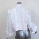 Ulla Johnson Ruffled Eyelet-Trim Blouse White Pintucked Cotton Size 4