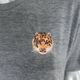 Aviator Nation Tiger Embroidered T-Shirt Gray Size Large Short Sleeve Top