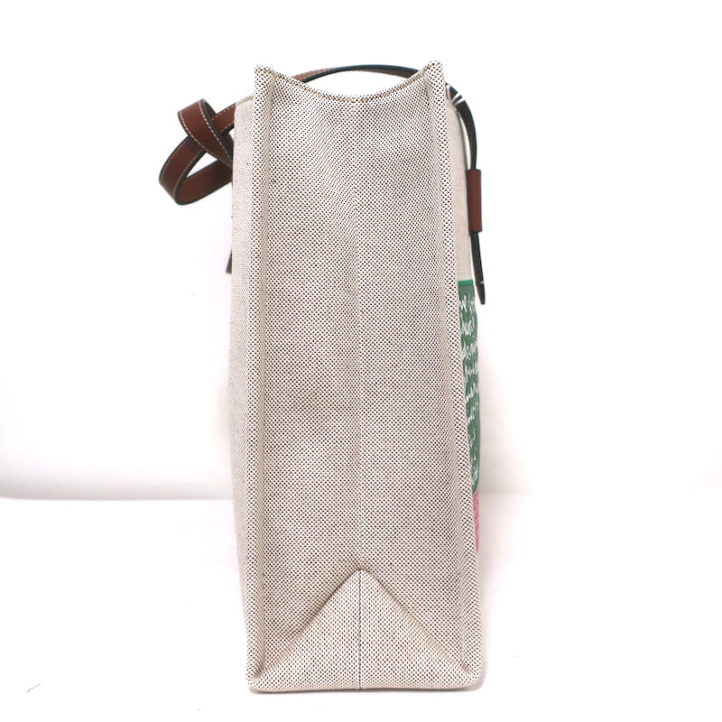 Chloe Corita Kent Embroidered Canvas Tote Beige Large Shoulder Bag NEW