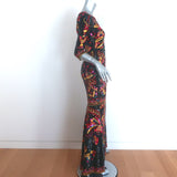 Alice + Olivia Jae Sequin Gown Black/Multi Size 0 Cutout-Back Maxi Dress