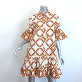 La DoubleJ Choux Ruffled Mini Shirtdress Cream Printed Cotton Size Extra Small