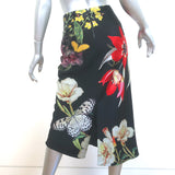 Alice + Olivia Maeve Midi Slip Skirt Black Floral Print Charmeuse Size 2