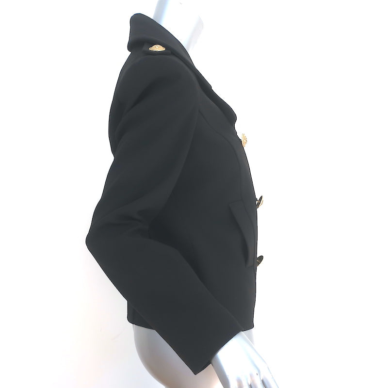 Smythe Tailored Pea Coat Black Crepe Size 8 Double Breasted Jacket