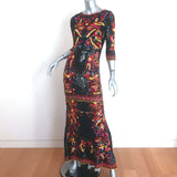 Alice + Olivia Jae Sequin Gown Black/Multi Size 0 Cutout-Back Maxi Dress