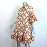 La DoubleJ Choux Ruffled Mini Shirtdress Cream Printed Cotton Size Extra Small